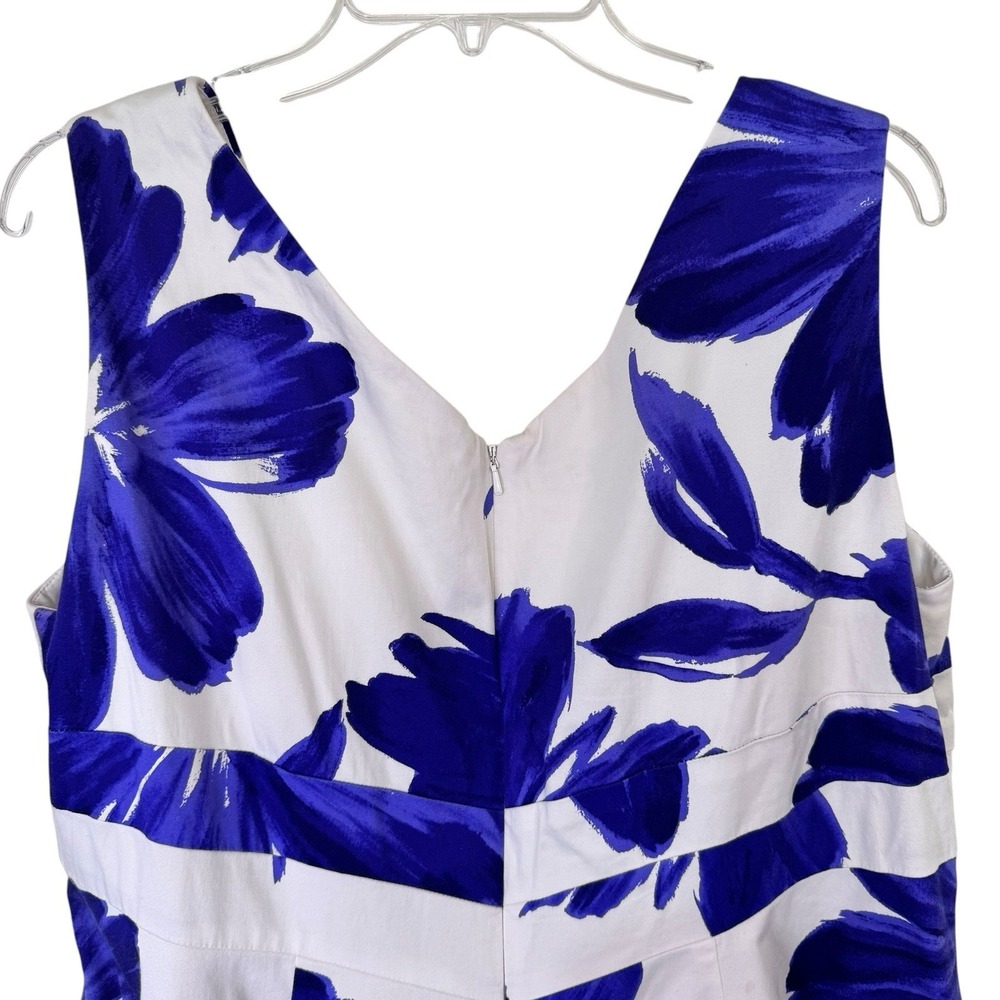 Jones New York Dress Woman Size 18W Sleeveless Floral Purple White Lined Pockets - Picture 8 of 8